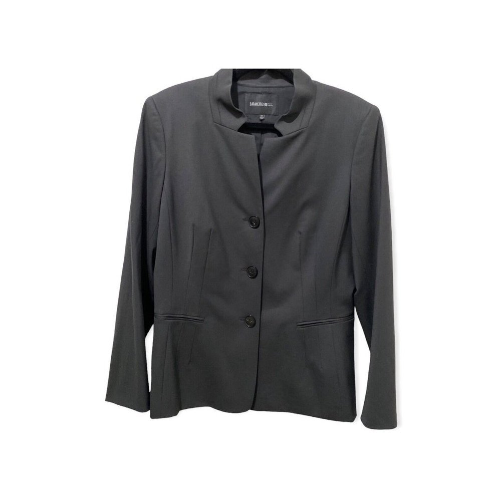 Lafayette 148 New York | Stretch Wool Three Button Closure Blazer Sz 16 Black